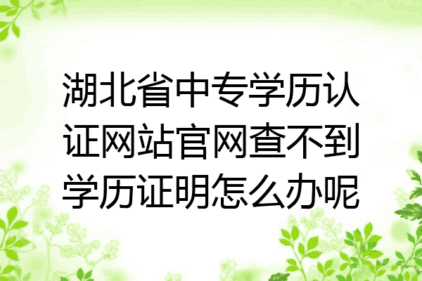 湖北省中专学历认证网站官网查不到学历证明怎么办呢
