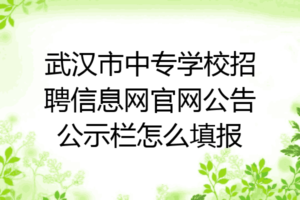 武汉市中专学校招聘信息网官网公告公示栏怎么填报