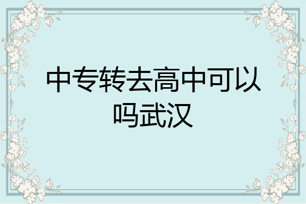 中专转去高中可以吗武汉