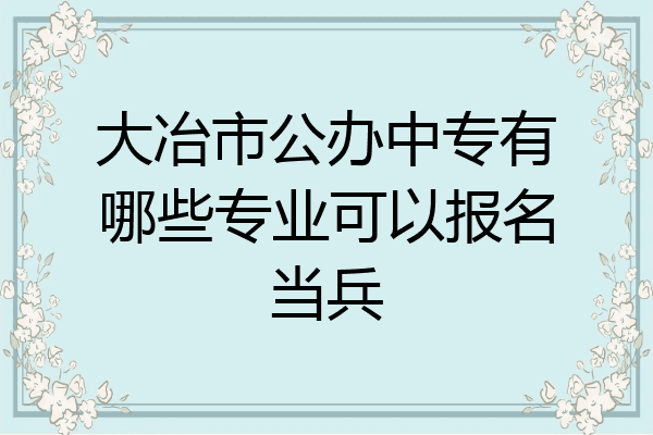 大冶市公办中专有哪些专业可以报名当兵