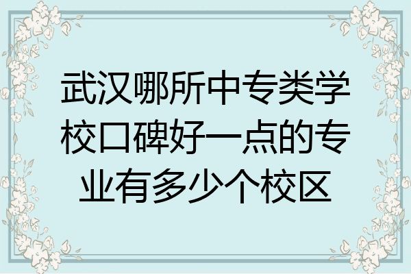 武汉哪所中专类学校口碑好一点的专业有多少个校区