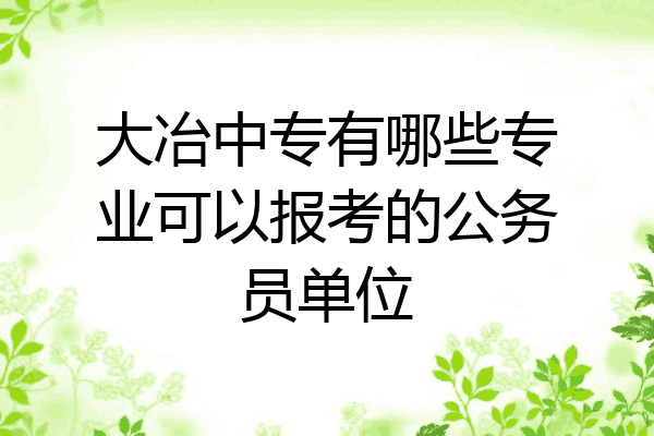 大冶中专有哪些专业可以报考的公务员单位
