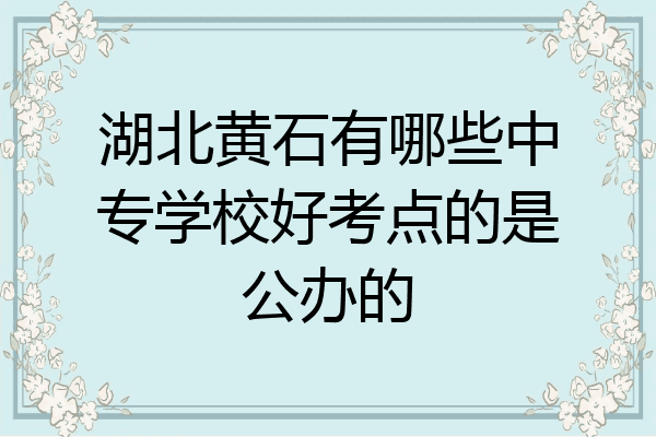 湖北黄石有哪些中专学校好考点的是公办的