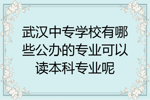 武汉中专学校有哪些公办的专业可以读本科专业呢