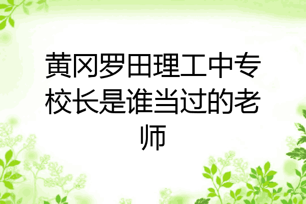 黄冈罗田理工中专校长是谁当过的老师