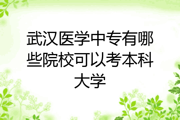 武汉医学中专有哪些院校可以考本科大学