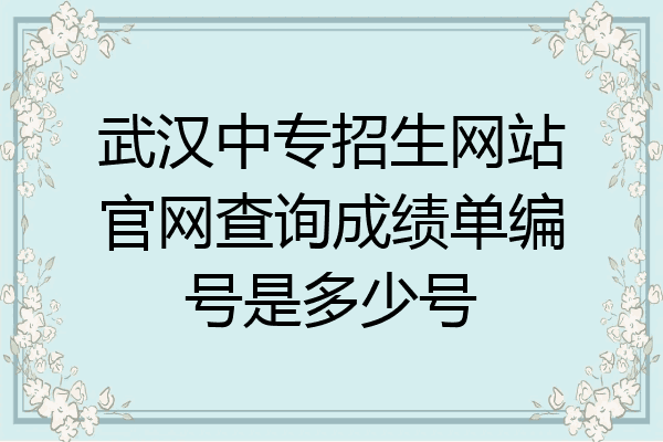 武汉中专招生网站官网查询成绩单编号是多少号