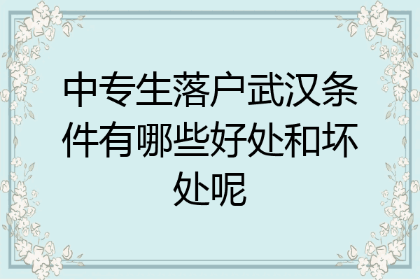 中专生落户武汉条件有哪些好处和坏处呢