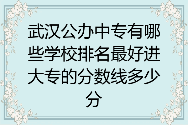 武汉公办中专有哪些学校排名最好进大专的分数线多少分