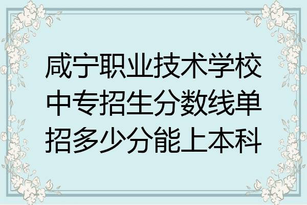咸宁职业技术学校中专招生分数线单招多少分能上本科