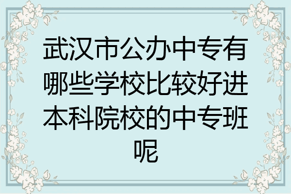 武汉市公办中专有哪些学校比较好进本科院校的中专班呢