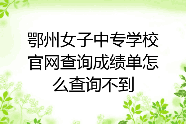 鄂州女子中专学校官网查询成绩单怎么查询不到