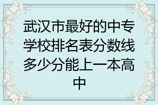 武汉市最好的中专学校排名表分数线多少分能上一本高中