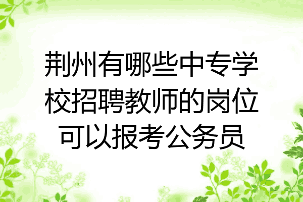 荆州有哪些中专学校招聘教师的岗位可以报考公务员