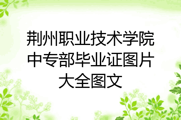 荆州职业技术学院中专部毕业证图片大全图文