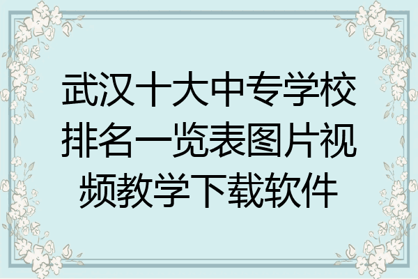 武汉十大中专学校排名一览表图片视频教学下载软件