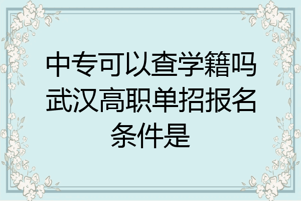 中专可以查学籍吗武汉高职单招报名条件是
