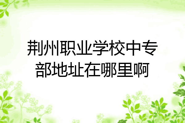 荆州职业学校中专部地址在哪里啊