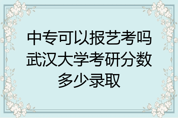 中专可以报艺考吗武汉大学考研分数多少录取