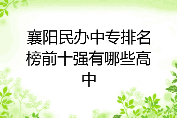 襄阳民办中专排名榜前十强有哪些高中