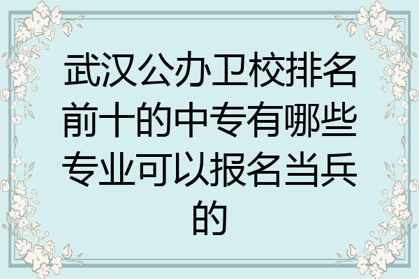 武汉公办卫校排名前十的中专有哪些专业可以报名当兵的