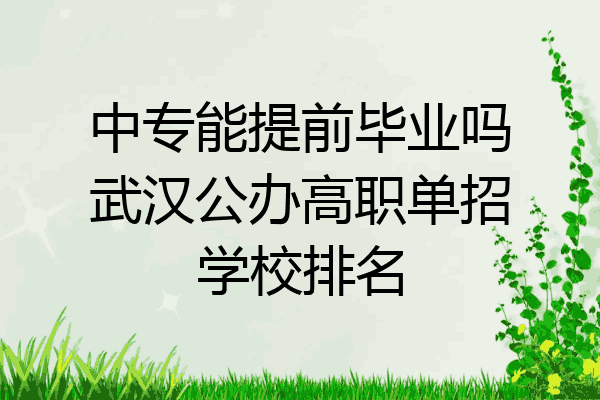 中专能提前毕业吗武汉公办高职单招学校排名