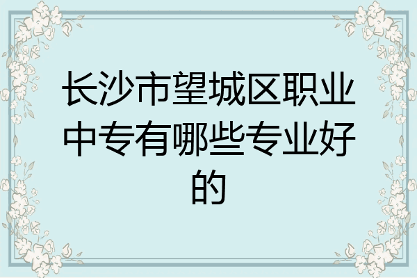 长沙市望城区职业中专有哪些专业好的