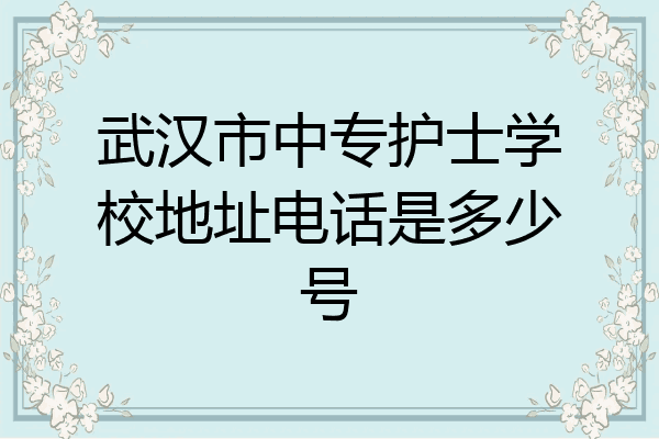 武汉市中专护士学校地址电话是多少号