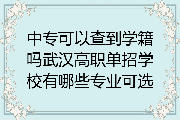 中专可以查到学籍吗武汉高职单招学校有哪些专业可选