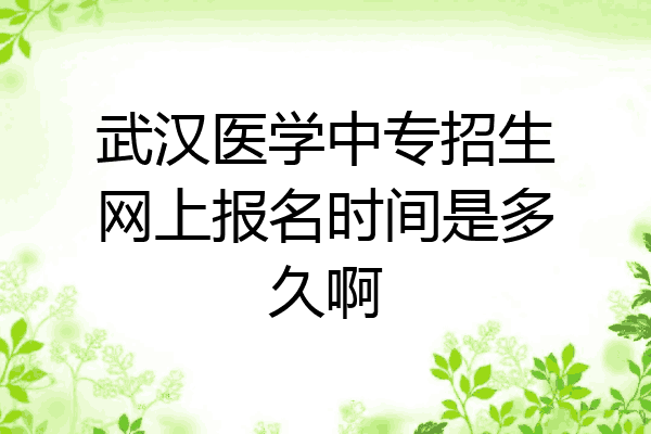 武汉医学中专招生网上报名时间是多久啊