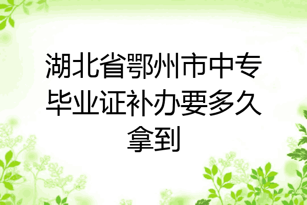 湖北省鄂州市中专毕业证补办要多久拿到