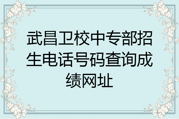 武昌卫校中专部招生电话号码查询成绩网址