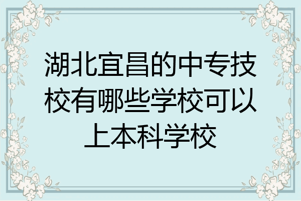 湖北宜昌的中专技校有哪些学校可以上本科学校