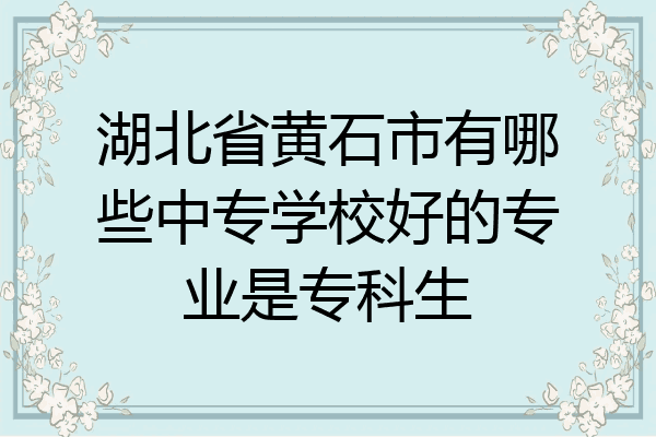 湖北省黄石市有哪些中专学校好的专业是专科生