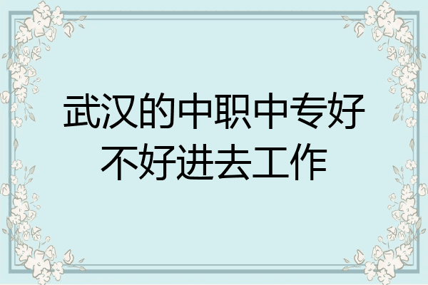 武汉的中职中专好不好进去工作