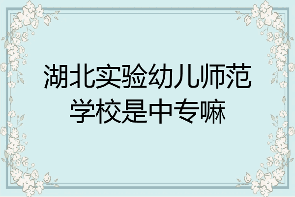 湖北实验幼儿师范学校是中专嘛