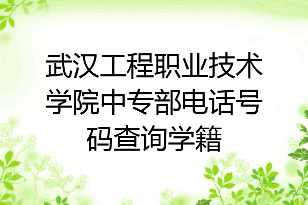 武汉工程职业技术学院中专部电话号码查询学籍