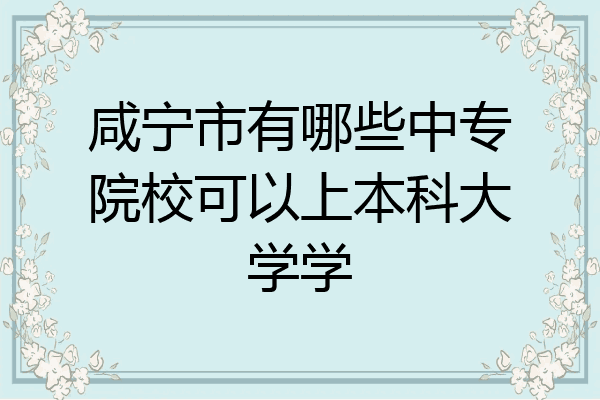 咸宁市有哪些中专院校可以上本科大学学