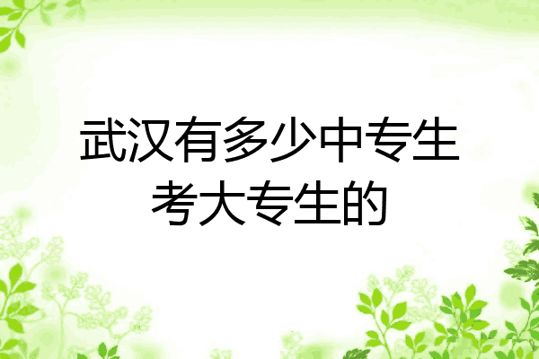 武汉有多少中专生考大专生的