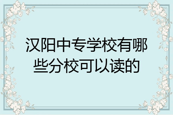 汉阳中专学校有哪些分校可以读的