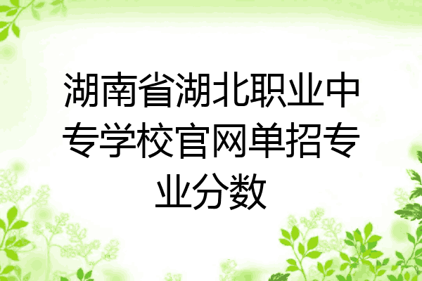湖南省湖北职业中专学校官网单招专业分数