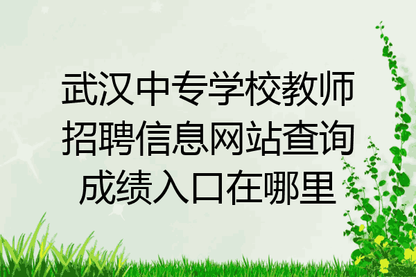 武汉中专学校教师招聘信息网站查询成绩入口在哪里