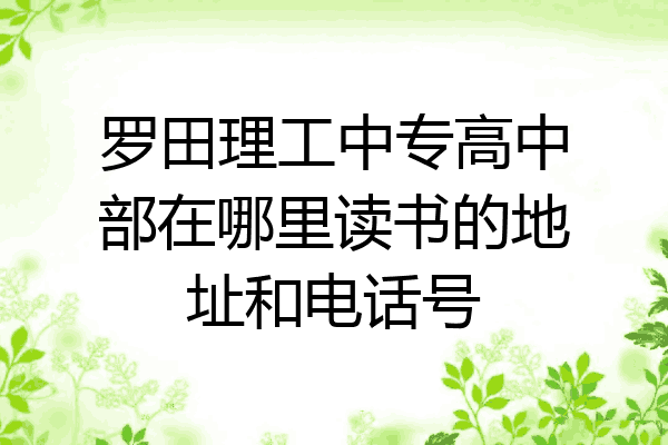 罗田理工中专高中部在哪里读书的地址和电话号