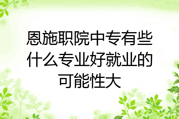 恩施职院中专有些什么专业好就业的可能性大