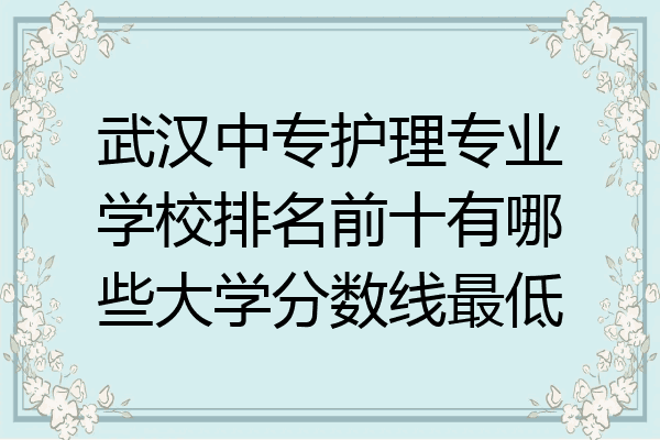 武汉中专护理专业学校排名前十有哪些大学分数线最低