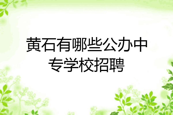 黄石有哪些公办中专学校招聘