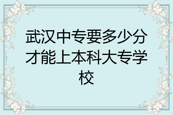 武汉中专要多少分才能上本科大专学校