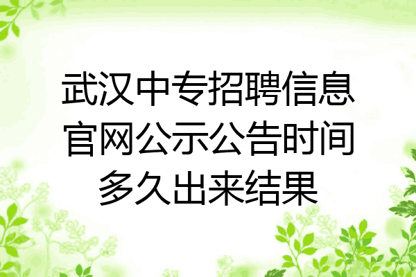 武汉中专招聘信息官网公示公告时间多久出来结果