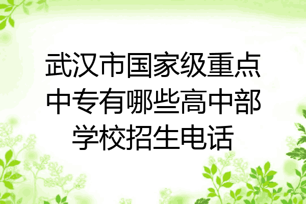 武汉市国家级重点中专有哪些高中部学校招生电话