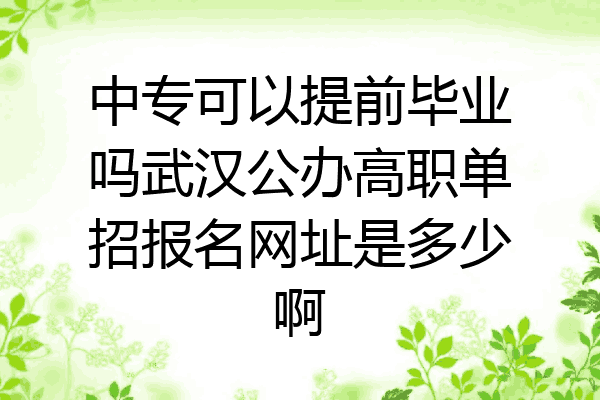 中专可以提前毕业吗武汉公办高职单招报名网址是多少啊